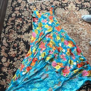 Alice + Olivia Turquoise Floral Slip Dress